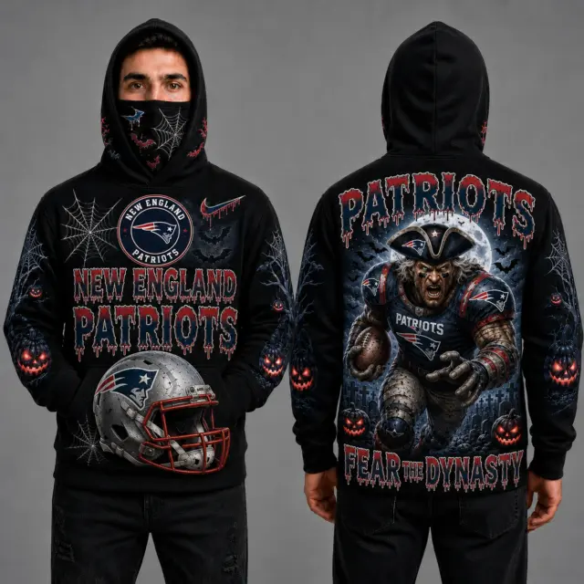 New England Patriots Halloween Mascot 3D Graphic Mask Hoodie