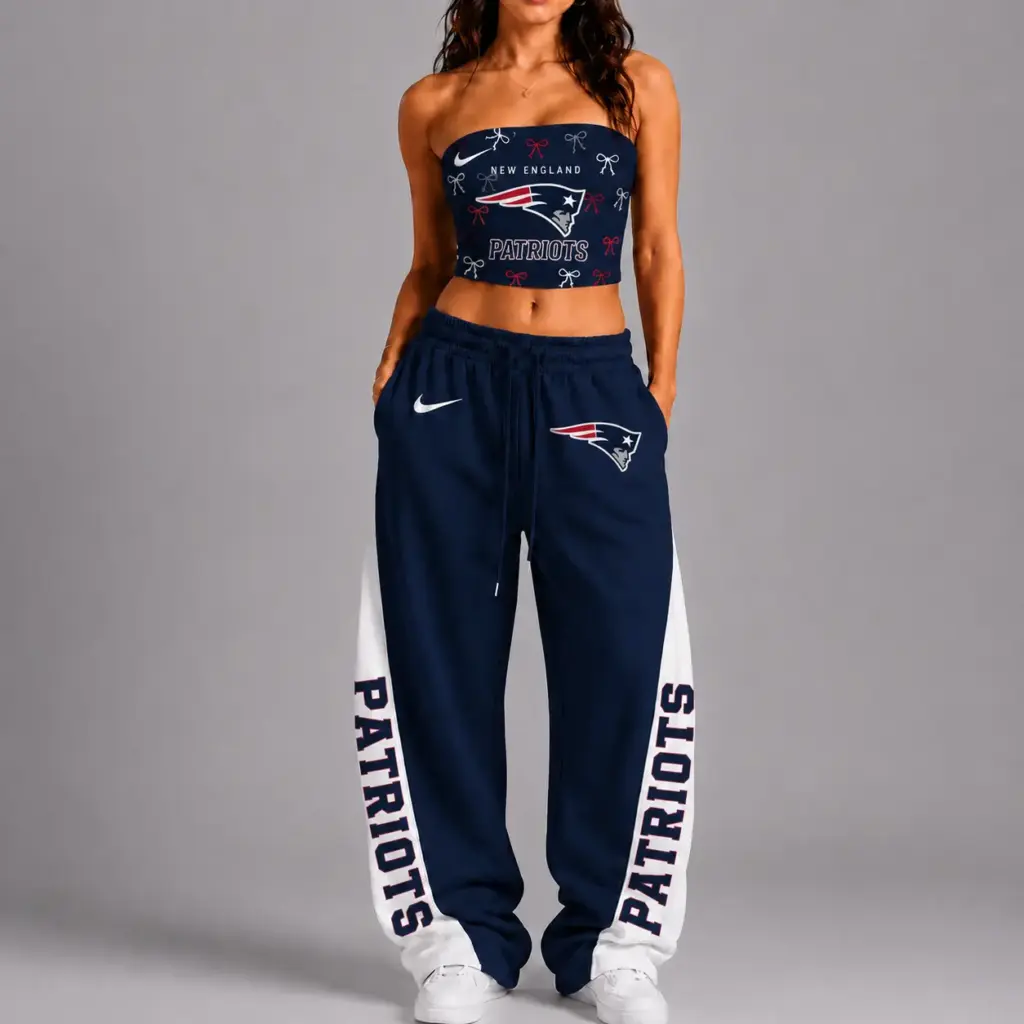 New England Patriots Premium Strapless Top & Elasticated Trousers Two-Piece Set V2