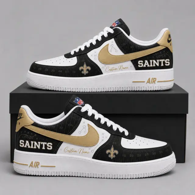 New Orleans Saints Premium Custom AF1 Low Top Leather Shoes