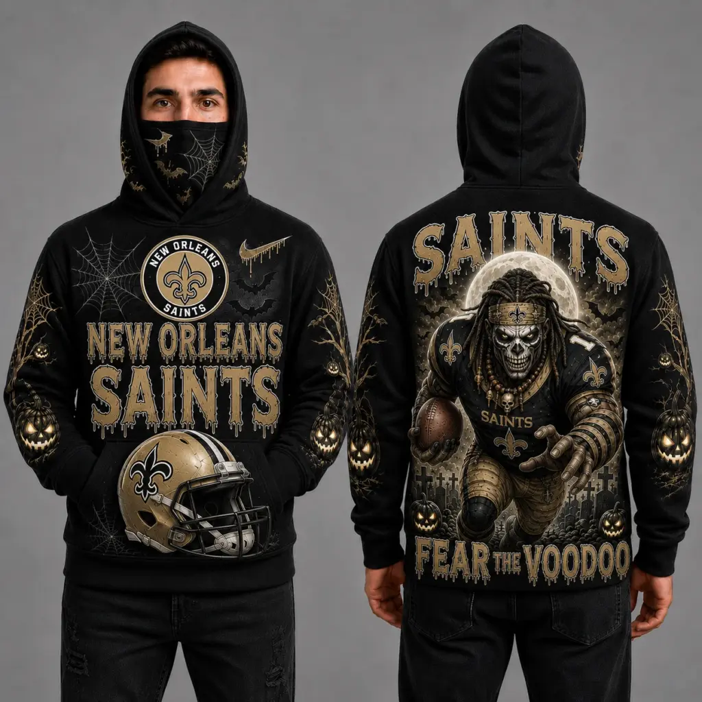 New Orleans Saints Halloween Mascot 3D Graphic Mask Hoodie