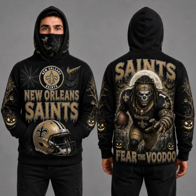 New Orleans Saints Halloween Mascot 3D Graphic Mask Hoodie