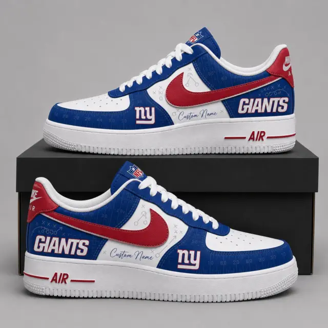 New York Giants Premium Custom AF1 Low Top Leather Shoes
