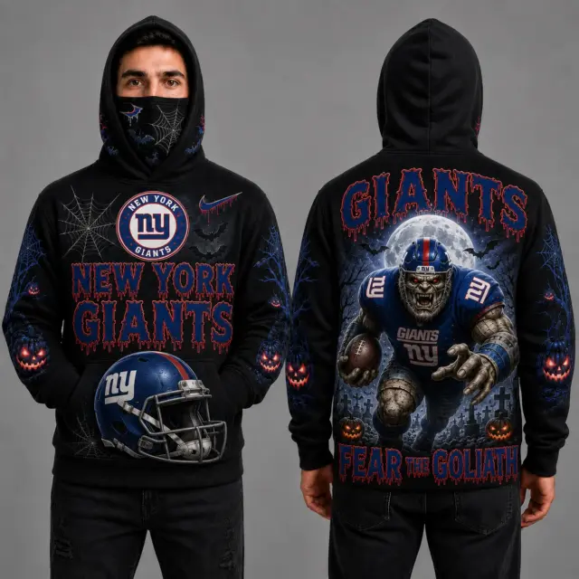 New York Giants Halloween Mascot 3D Graphic Mask Hoodie