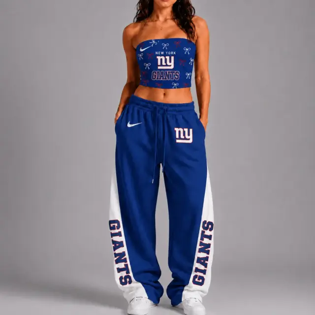 New York Giants Premium Strapless Top & Elasticated Trousers Two-Piece Set V2