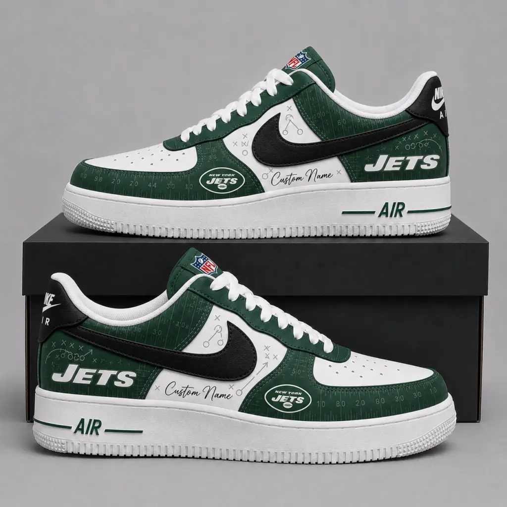 New York Jets Premium Custom AF1 Low Top Leather Shoes