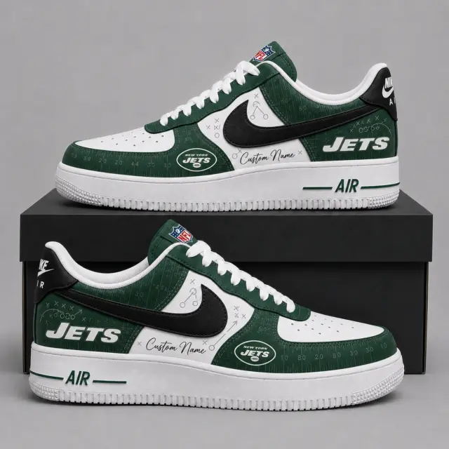 New York Jets Premium Custom AF1 Low Top Leather Shoes