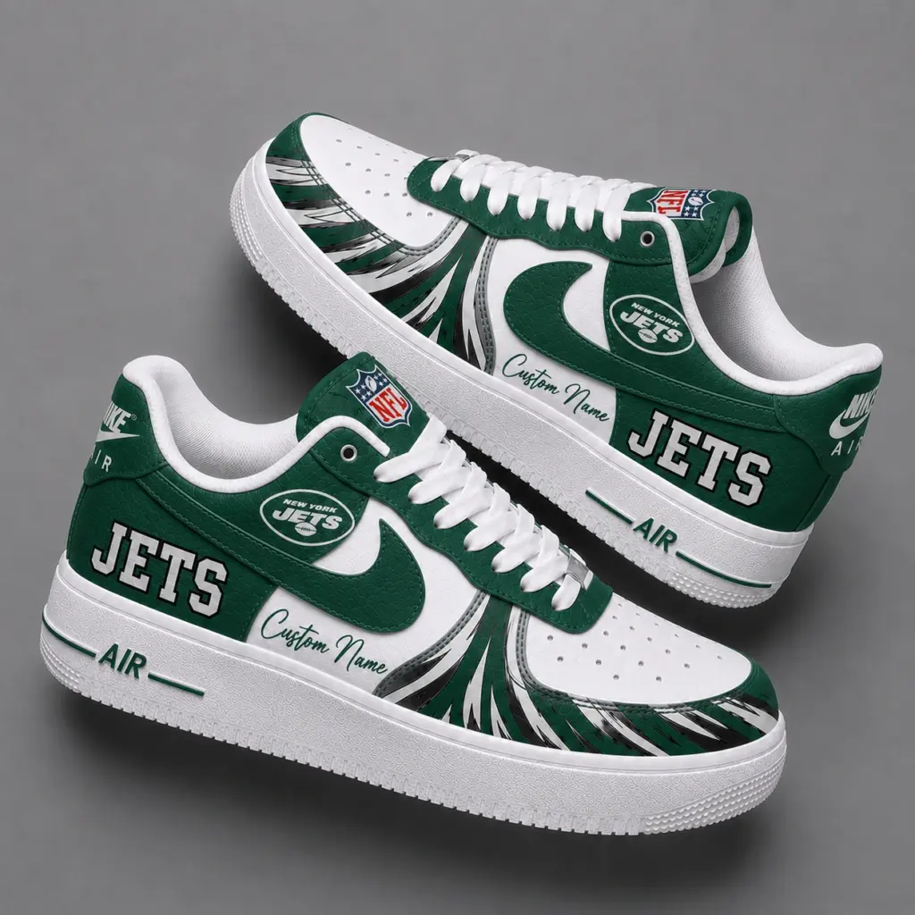New York Jets Premium Custom AF1 Low Top Leather Shoes V2