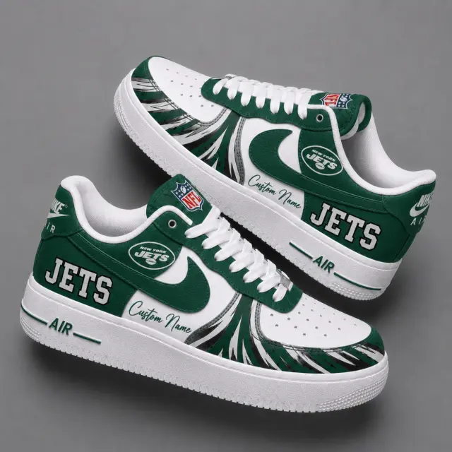 New York Jets Premium Custom AF1 Low Top Leather Shoes V2