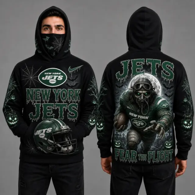 New York Jets Halloween Mascot 3D Graphic Mask Hoodie