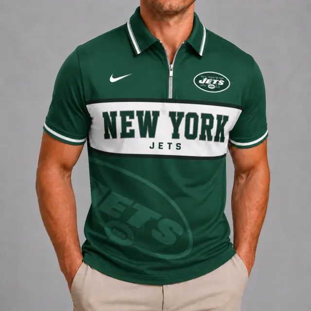 New York Jets Shortsleeved Half-zip Polo Shirt