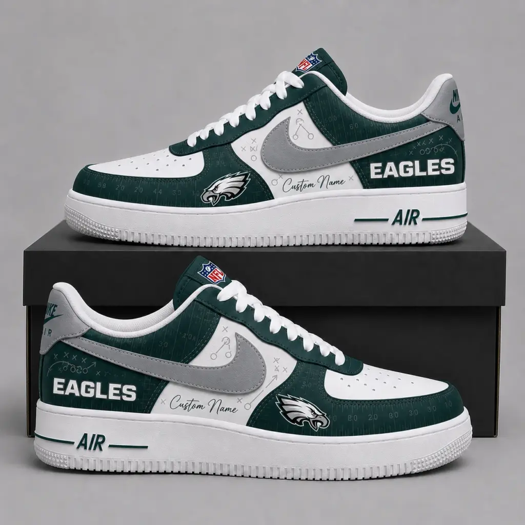 Philadelphia Eagles Premium Custom AF1 Low Top Leather Shoes