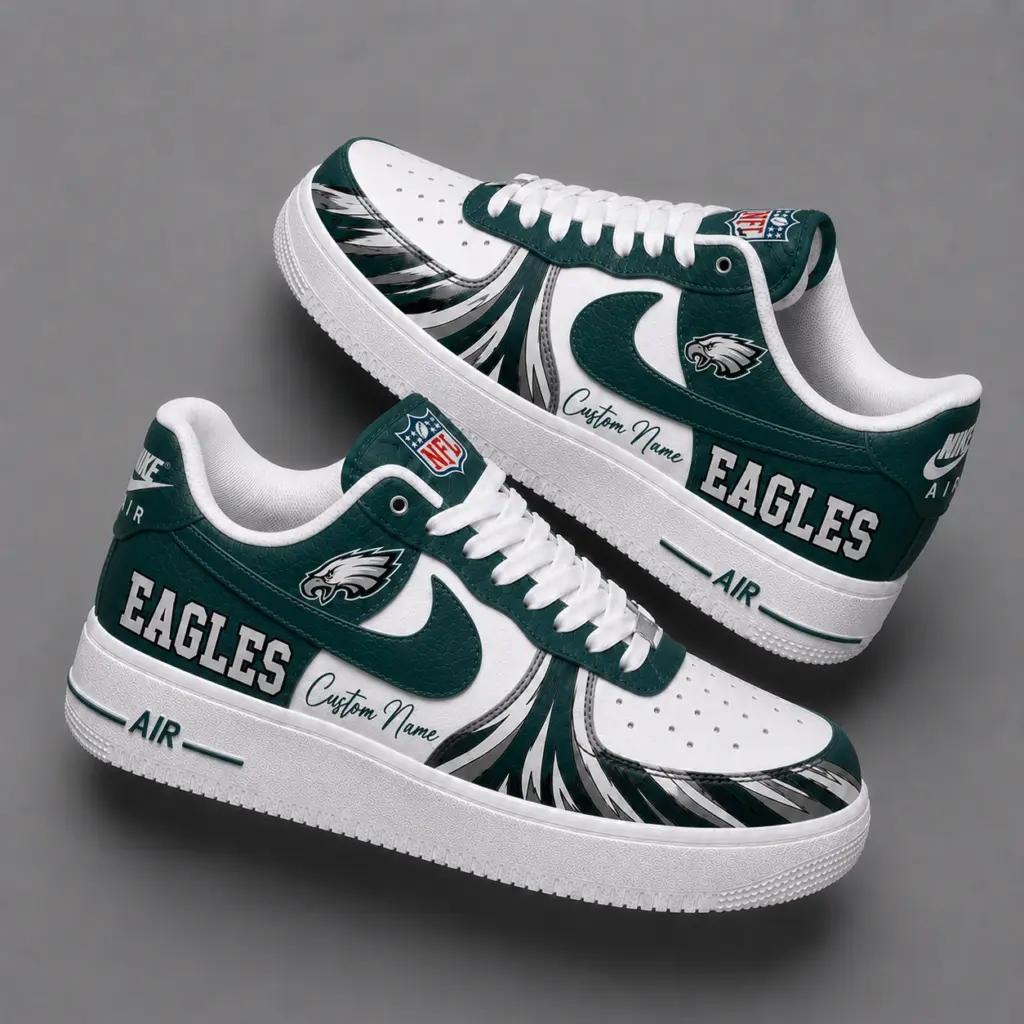 Philadelphia Eagles Premium Custom AF1 Low Top Leather Shoes V2