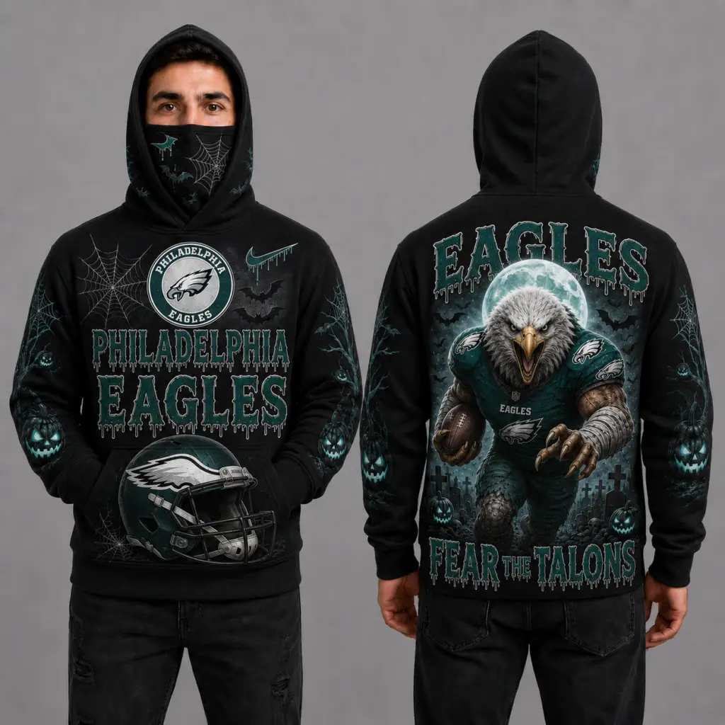 Philadelphia Eagles Halloween Mascot 3D Graphic Mask Hoodie