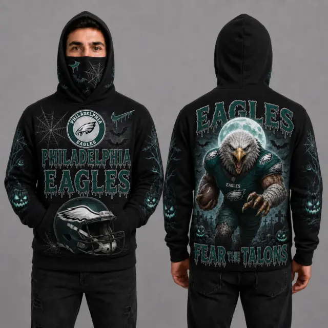 Philadelphia Eagles Halloween Mascot 3D Graphic Mask Hoodie