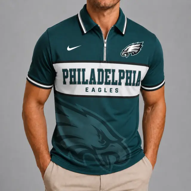 Philadelphia Eagles Shortsleeved Half-zip Polo Shirt