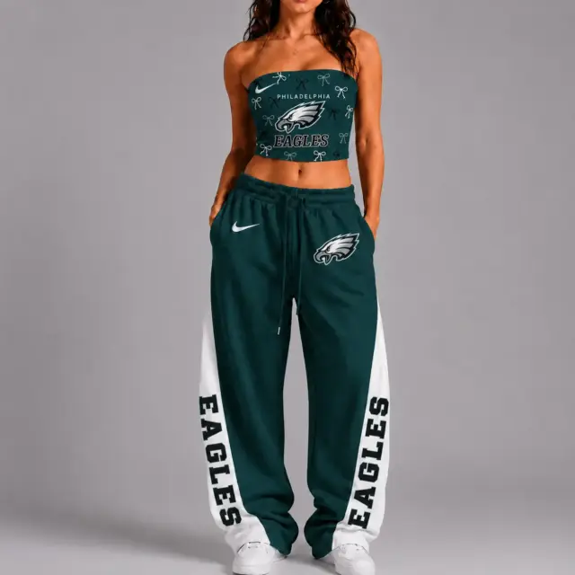 Philadelphia Eagles Premium Strapless Top & Elasticated Trousers Two-Piece Set V2