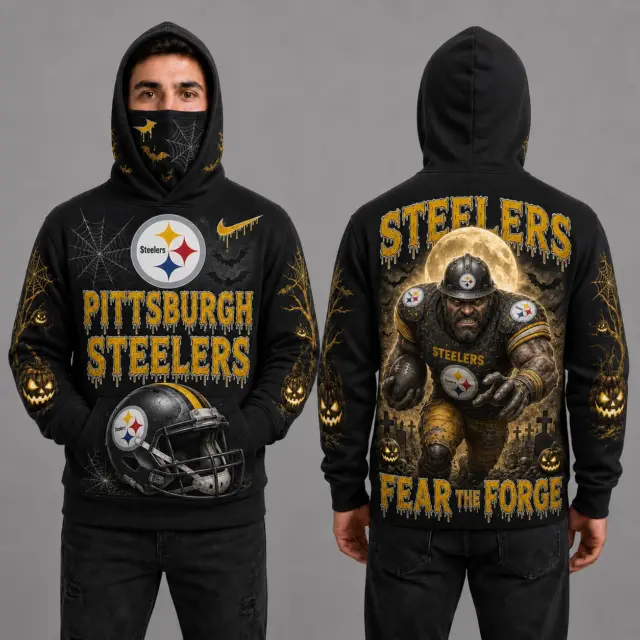 Pittsburgh Steelers Halloween Mascot 3D Graphic Mask Hoodie