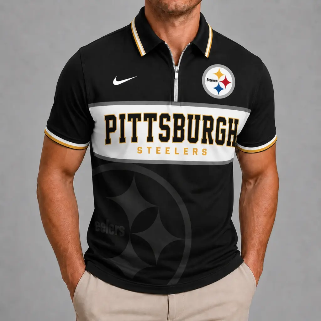 Pittsburgh Steelers Shortsleeved Half-zip Polo Shirt