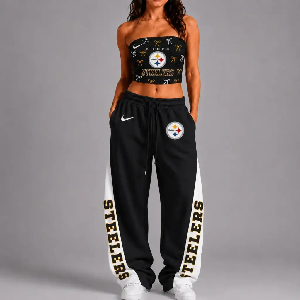 Pittsburgh Steelers Premium Strapless Top & Elasticated Trousers Two-Piece Set V2