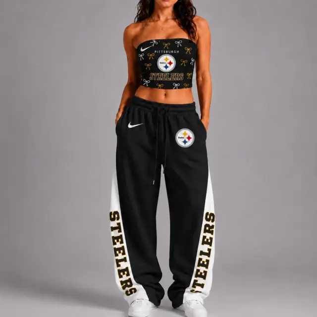 Pittsburgh Steelers Premium Strapless Top & Elasticated Trousers Two-Piece Set V2