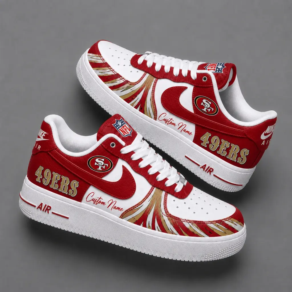 San Francisco 49ers Premium Custom AF1 Low Top Leather Shoes V2