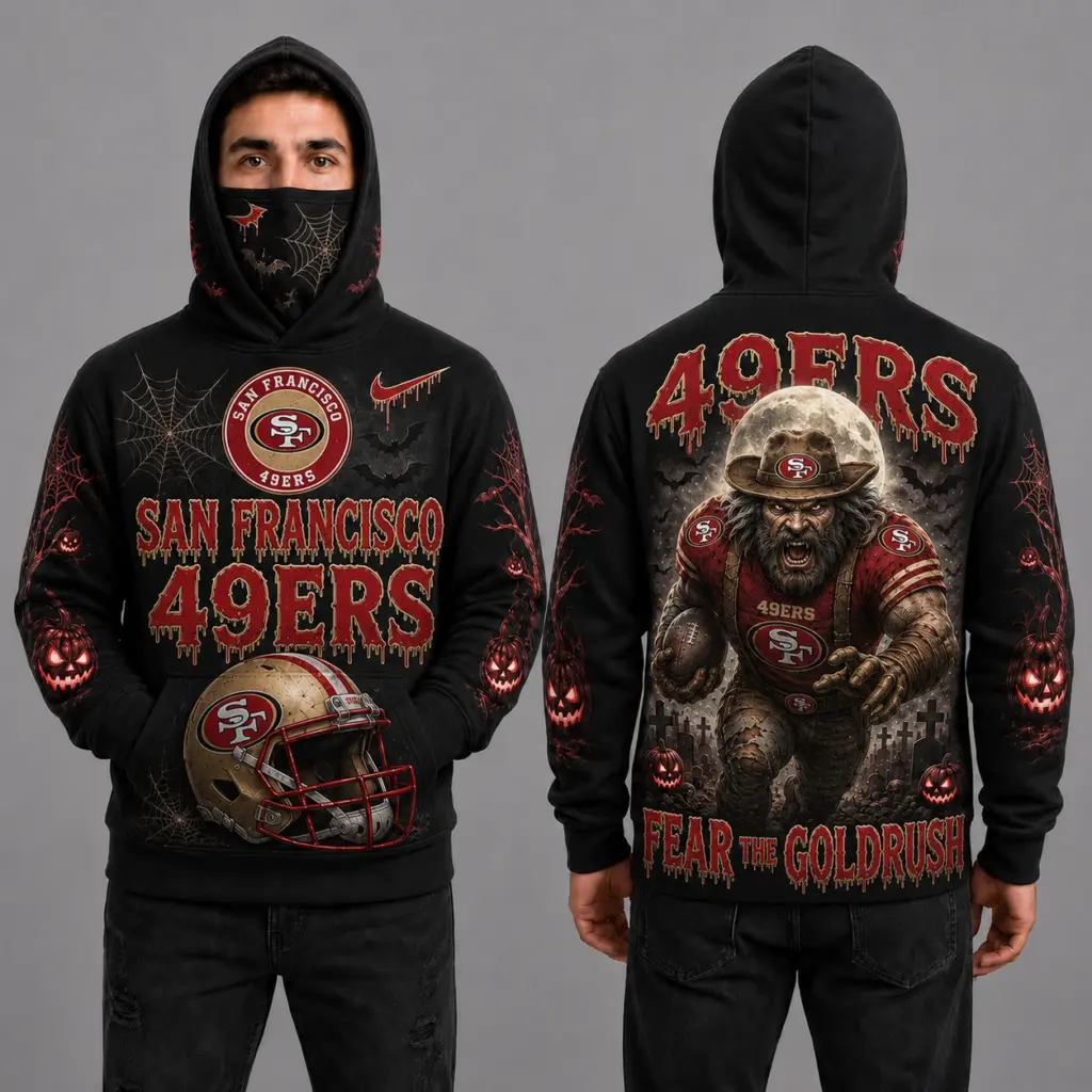 San Francisco 49ers Halloween Mascot 3D Graphic Mask Hoodie