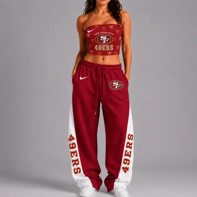 San Francisco 49ers Premium Strapless Top & Elasticated Trousers Two-Piece Set V2