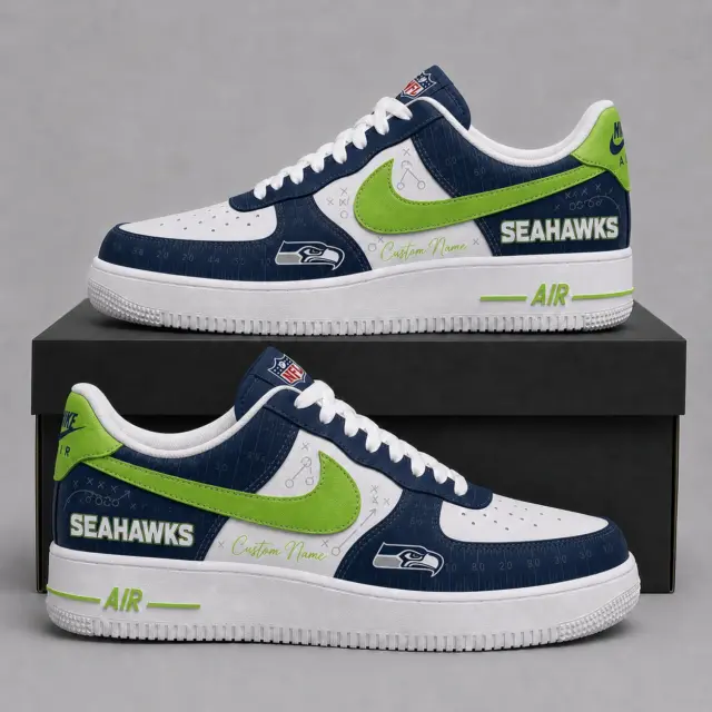 Seattle Seahawks Premium Custom AF1 Low Top Leather Shoes