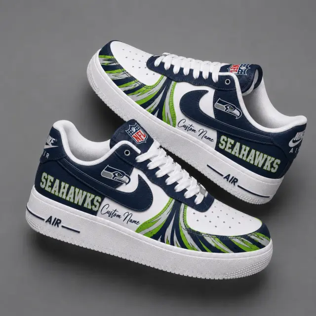 Seattle Seahawks Premium Custom AF1 Low Top Leather Shoes V2