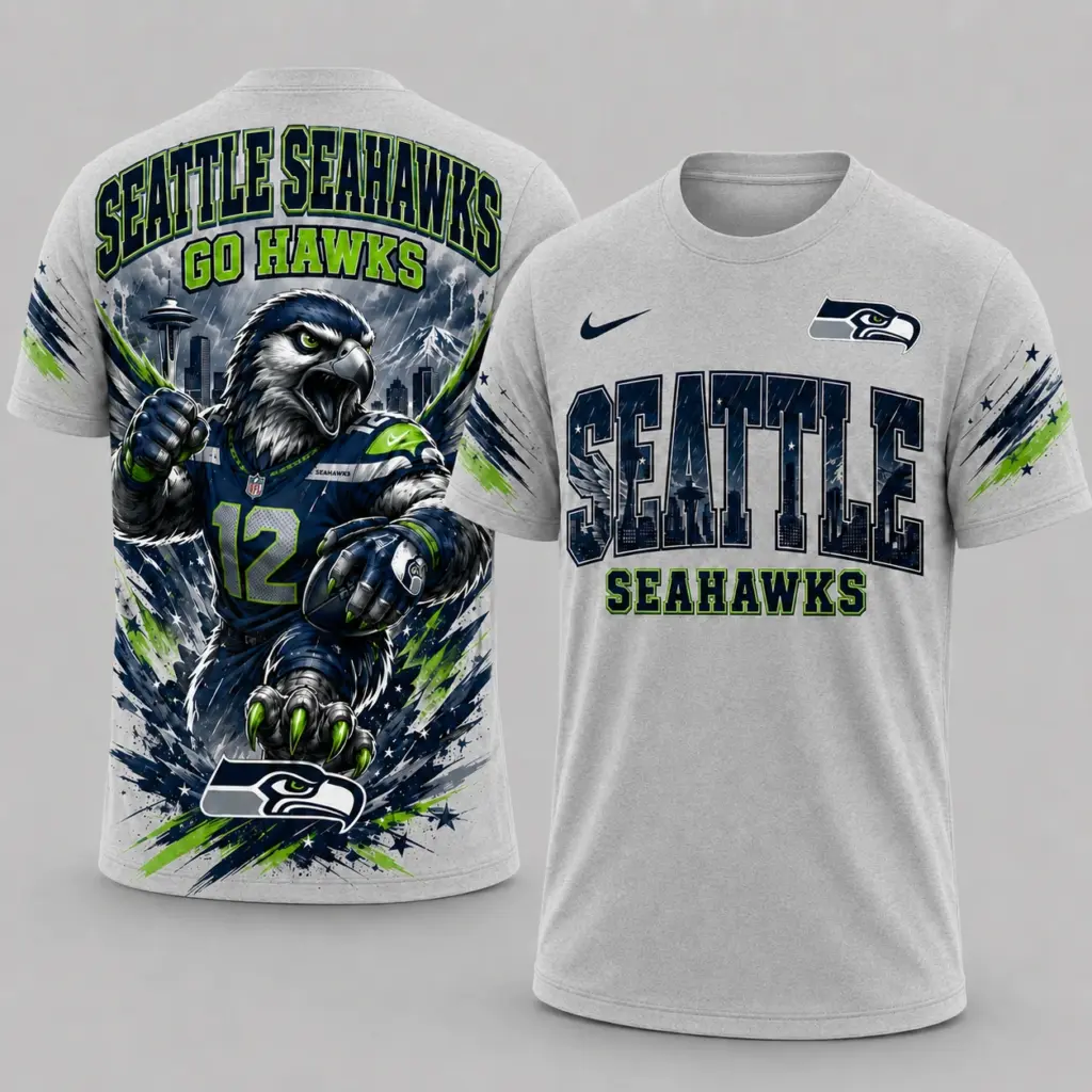 Seattle Seahawks Mascot 3D Graphic T-shirt