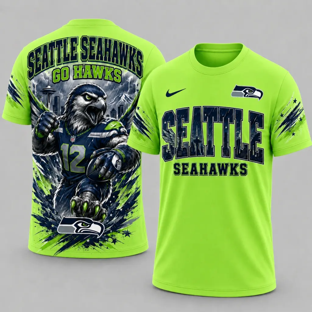 Seattle Seahawks Mascot 3D Graphic T-shirt