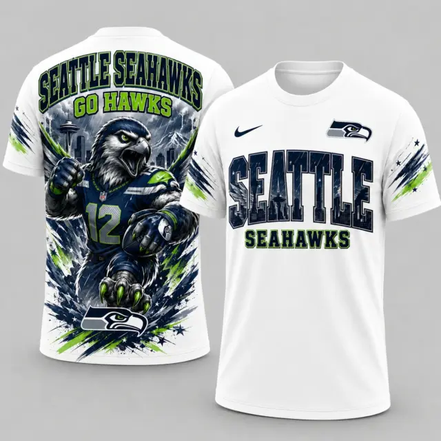 Seattle Seahawks Mascot 3D Graphic T-shirt