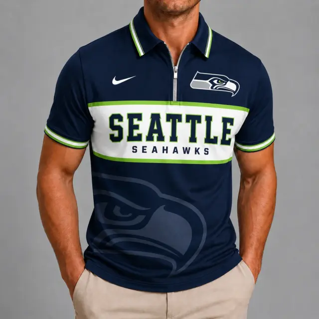 Seattle Seahawks Shortsleeved Half-zip Polo Shirt