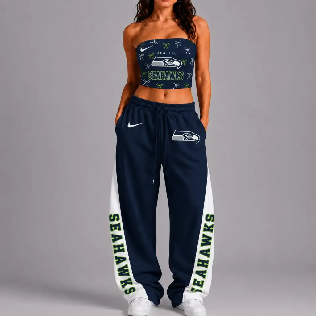 Seattle Seahawks Premium Strapless Top & Elasticated Trousers Two-Piece Set V2