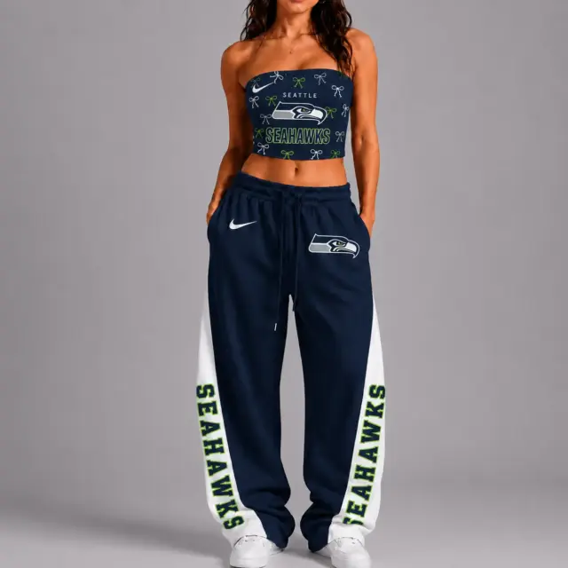 Seattle Seahawks Premium Strapless Top & Elasticated Trousers Two-Piece Set V2