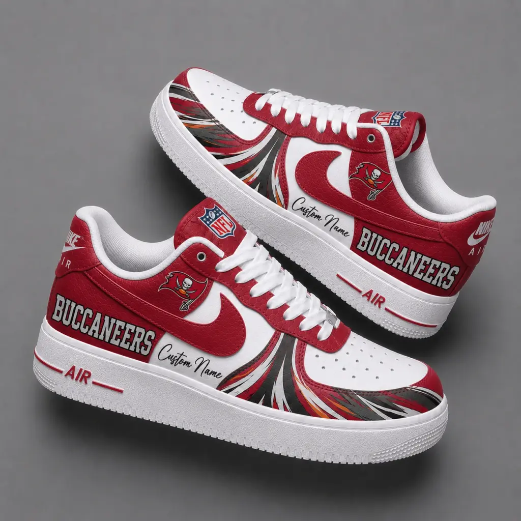 Tampa Bay Buccaneers Premium Custom AF1 Low Top Leather Shoes V2