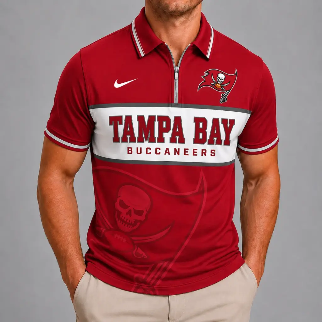 Tampa Bay Buccaneers Shortsleeved Half-zip Polo Shirt
