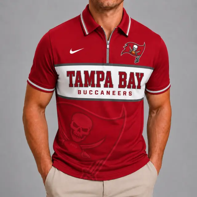 Tampa Bay Buccaneers Shortsleeved Half-zip Polo Shirt