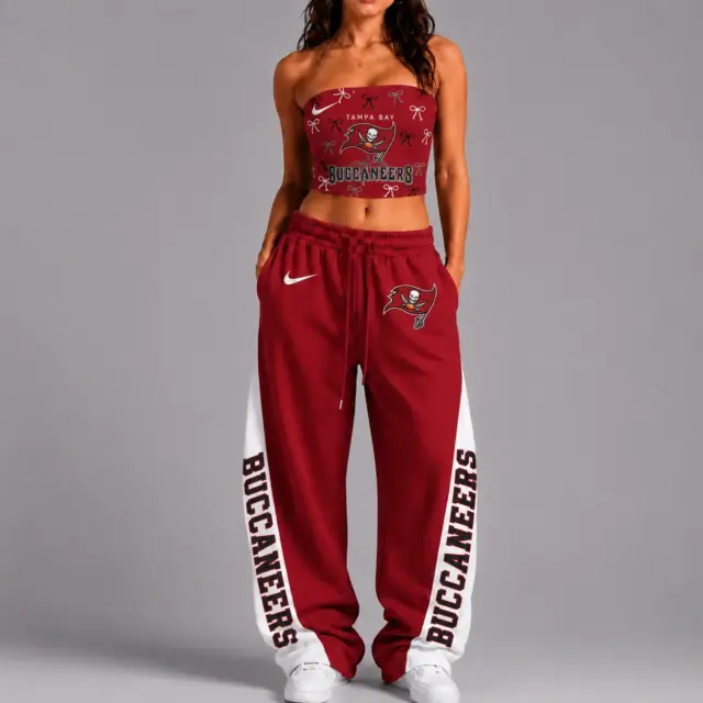Tampa Bay Buccaneers Premium Strapless Top & Elasticated Trousers Two-Piece Set V2
