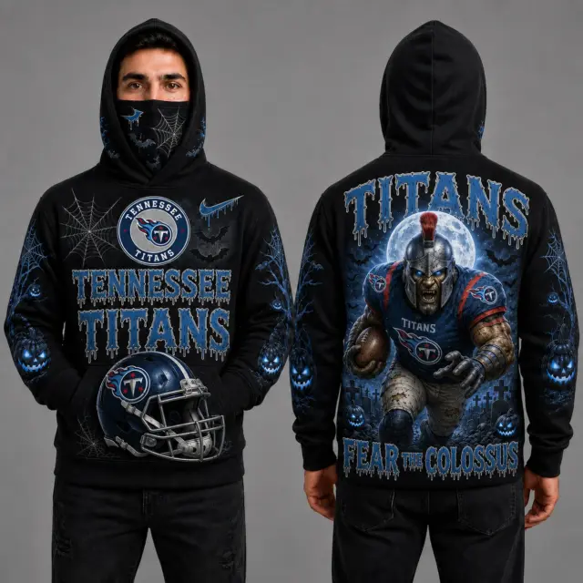 Tennessee Titans Halloween Mascot 3D Graphic Mask Hoodie