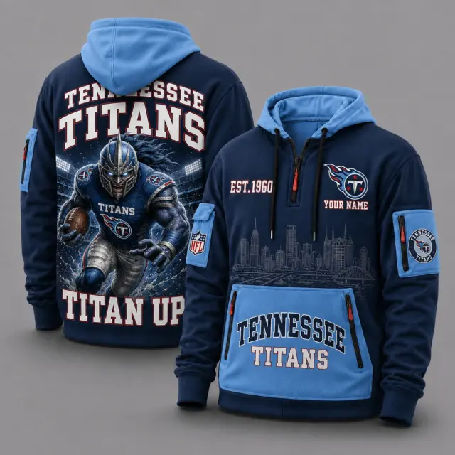 Tennessee Titans Mascot Personalized Half-Zip Hoodie