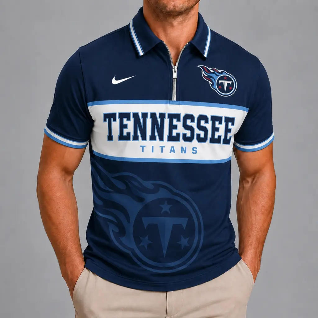 Tennessee Titans Shortsleeved Half-zip Polo Shirt