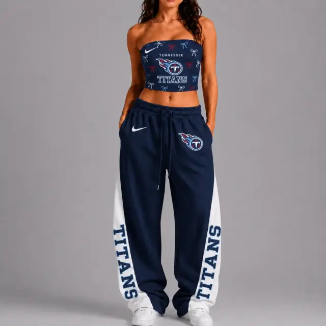 Tennessee Titans Premium Strapless Top & Elasticated Trousers Two-Piece Set V2
