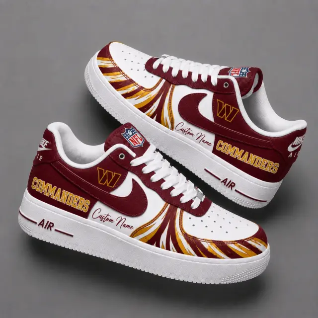 Washington Commanders Premium Custom AF1 Low Top Leather Shoes V2