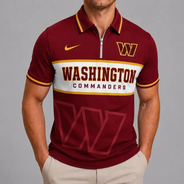 Washington Commanders Shortsleeved Half-zip Polo Shirt